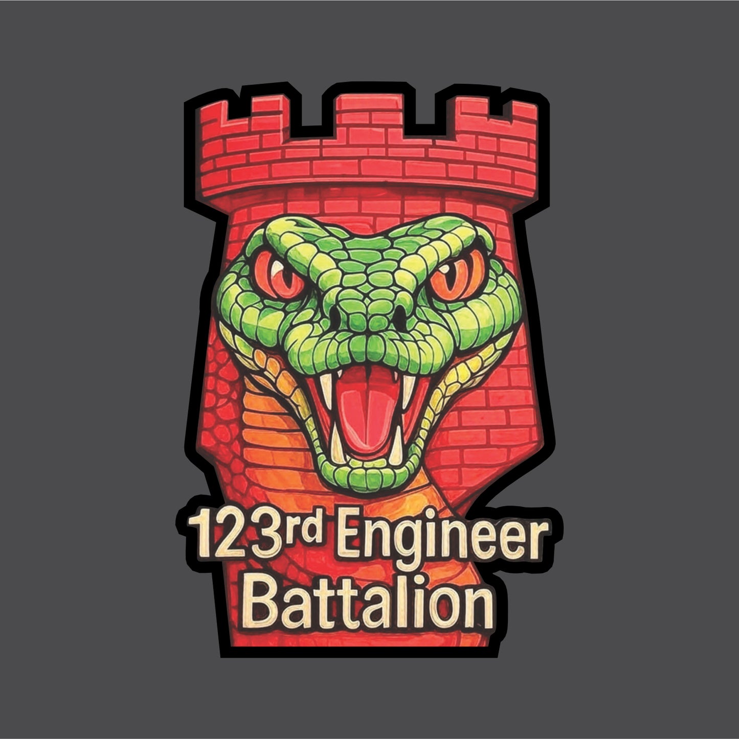 123rd Engineer Battalion Heathered Soft Jersey Short Sleeve T-shirt - Design B
