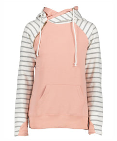 ALL Ladies Stripe Double Hooded Sweatshirt