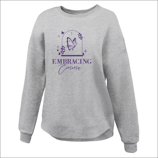 Embracing Emma Ladies Curve Bottom Soft Sponge Crewneck - Design B