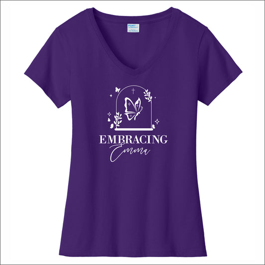 Embracing Emma Ladies Fan Favorite V-Neck Tee - Design A