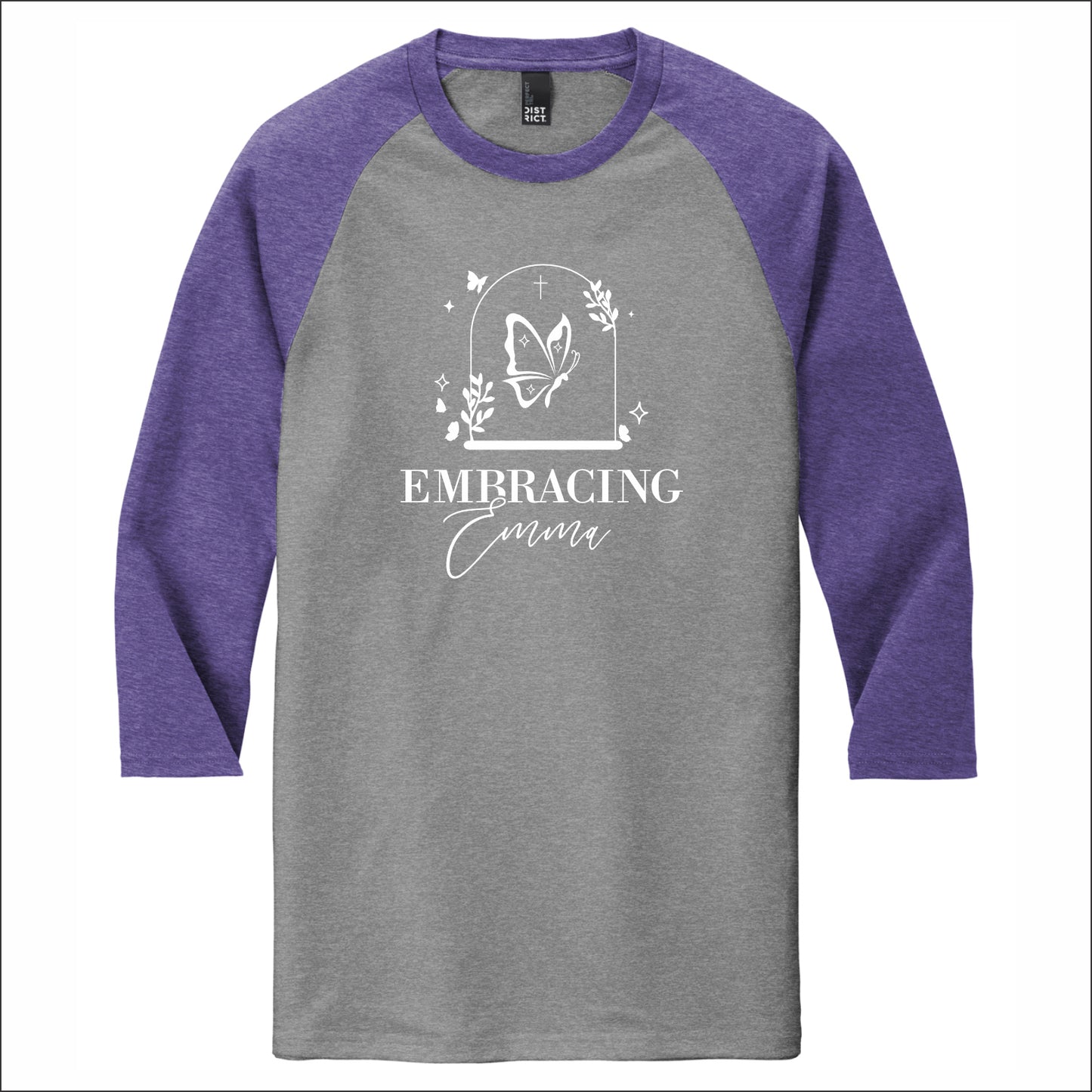 Embracing Emma Tri-Blend 3/4 Sleeve Raglan Tee - Design A