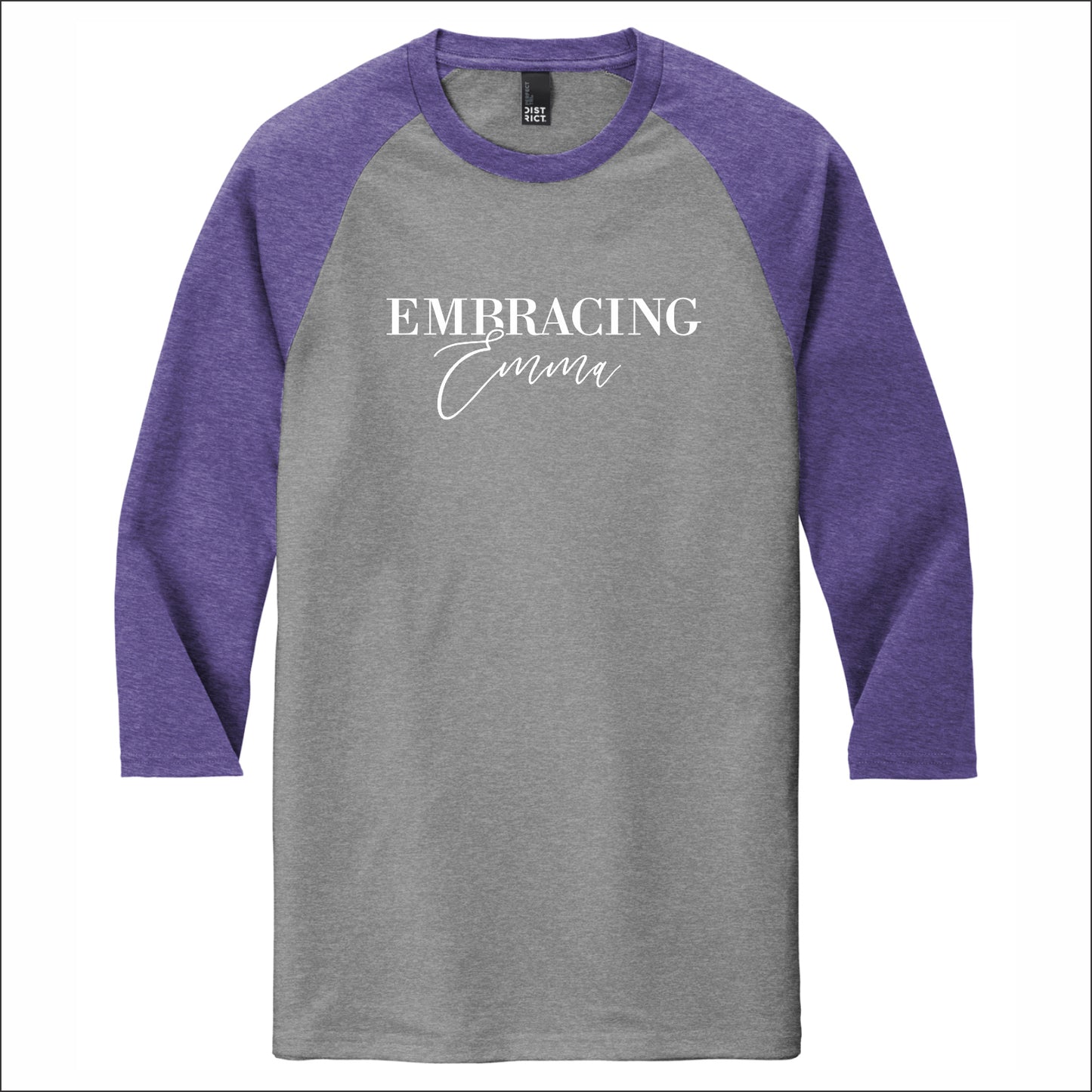 Embracing Emma Tri-Blend 3/4 Sleeve Raglan Tee - Design C