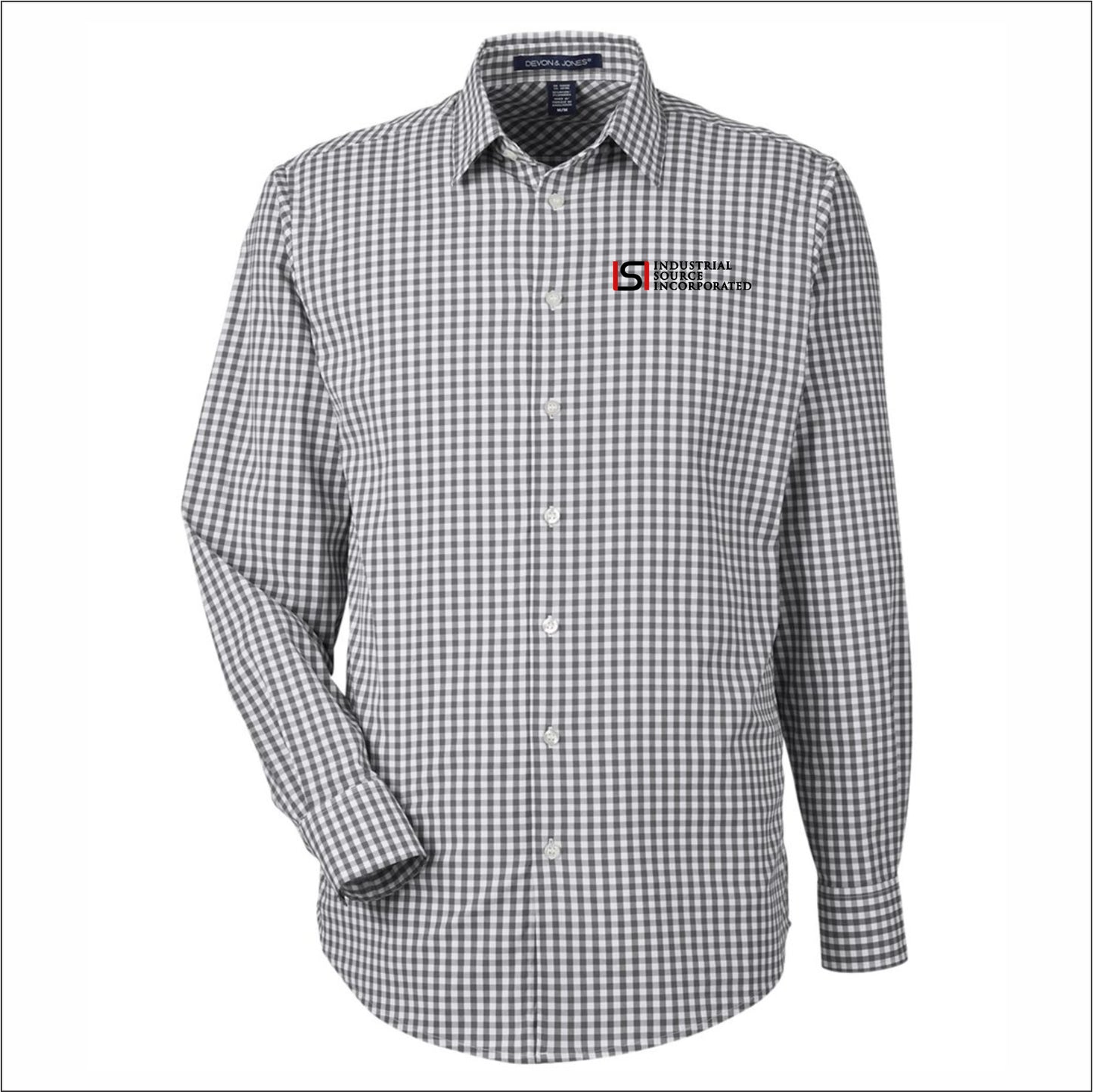 Industrial Source Inc Men's CrownLux Performance Gingham Dress Shirt