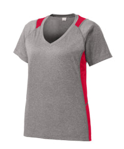 ALL Ladies Colorblock Heather Performance V-Neck T