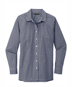 ALL Ladies Broadcloth Gingham Long Sleeve Button Down Shirt