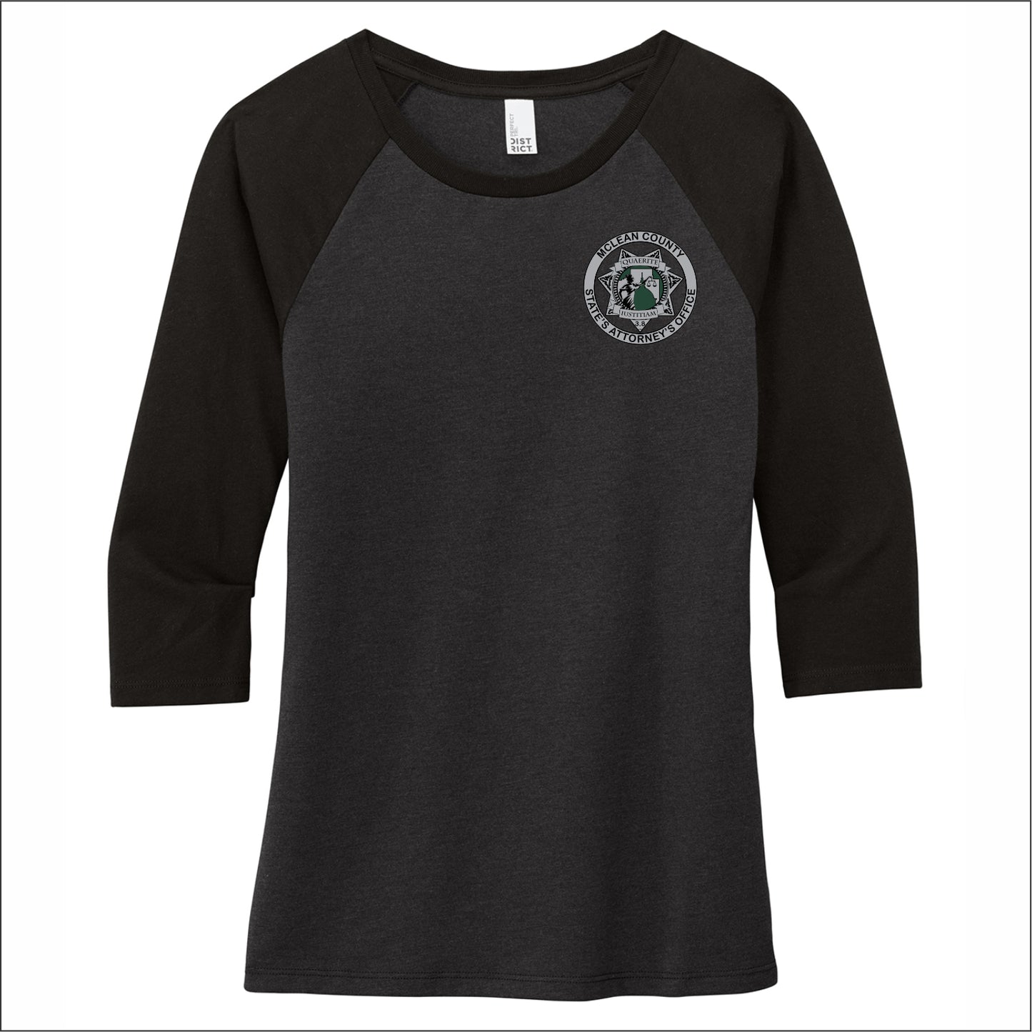 McLean Co State's Attorney Ladies Tri-Blend 3/4 Sleeve Raglan Tee