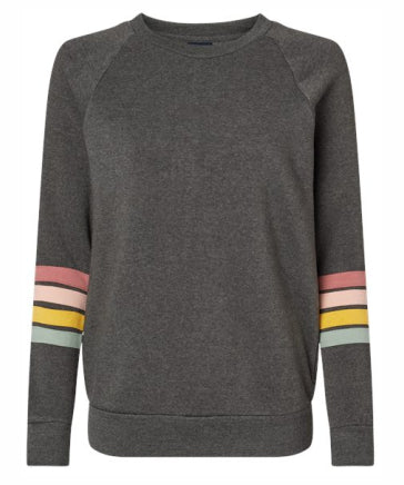 ALL Ladies Striped Sleeves Crewneck Sweatshirt