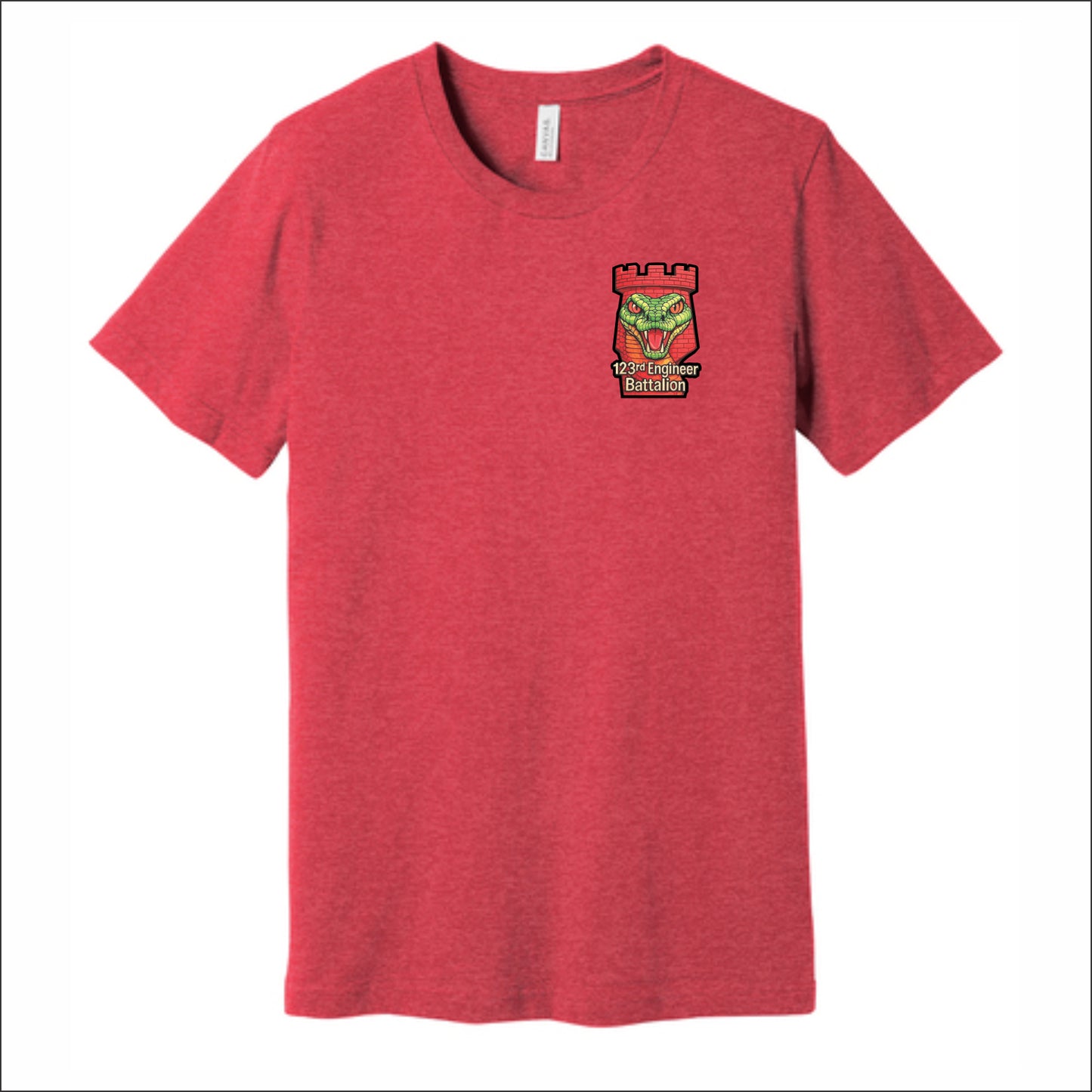 123rd Engineer Battalion Heathered Soft Jersey Short Sleeve T-shirt - Design B