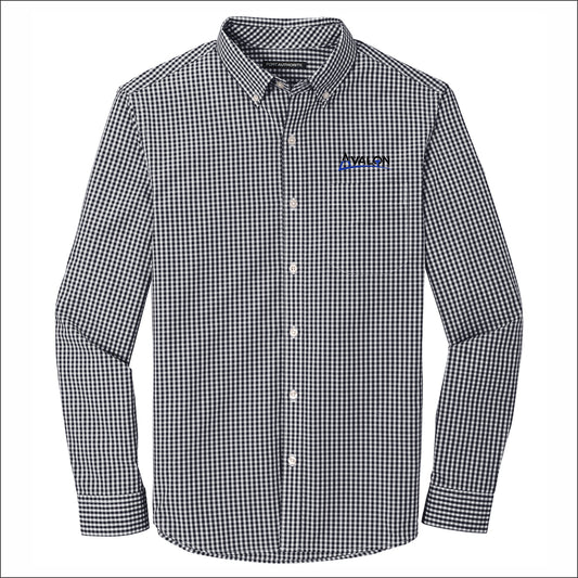 Avalon Broadcloth Gingham Long Sleeve Button Down Shirt