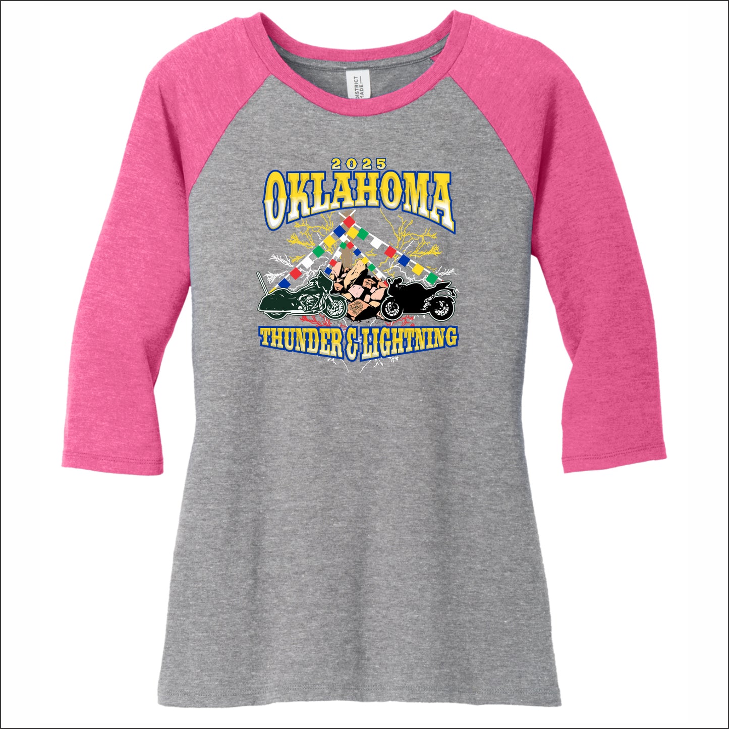 CMA Oklahoma Ladies Tri-Blend 3/4 Sleeve Raglan Tee