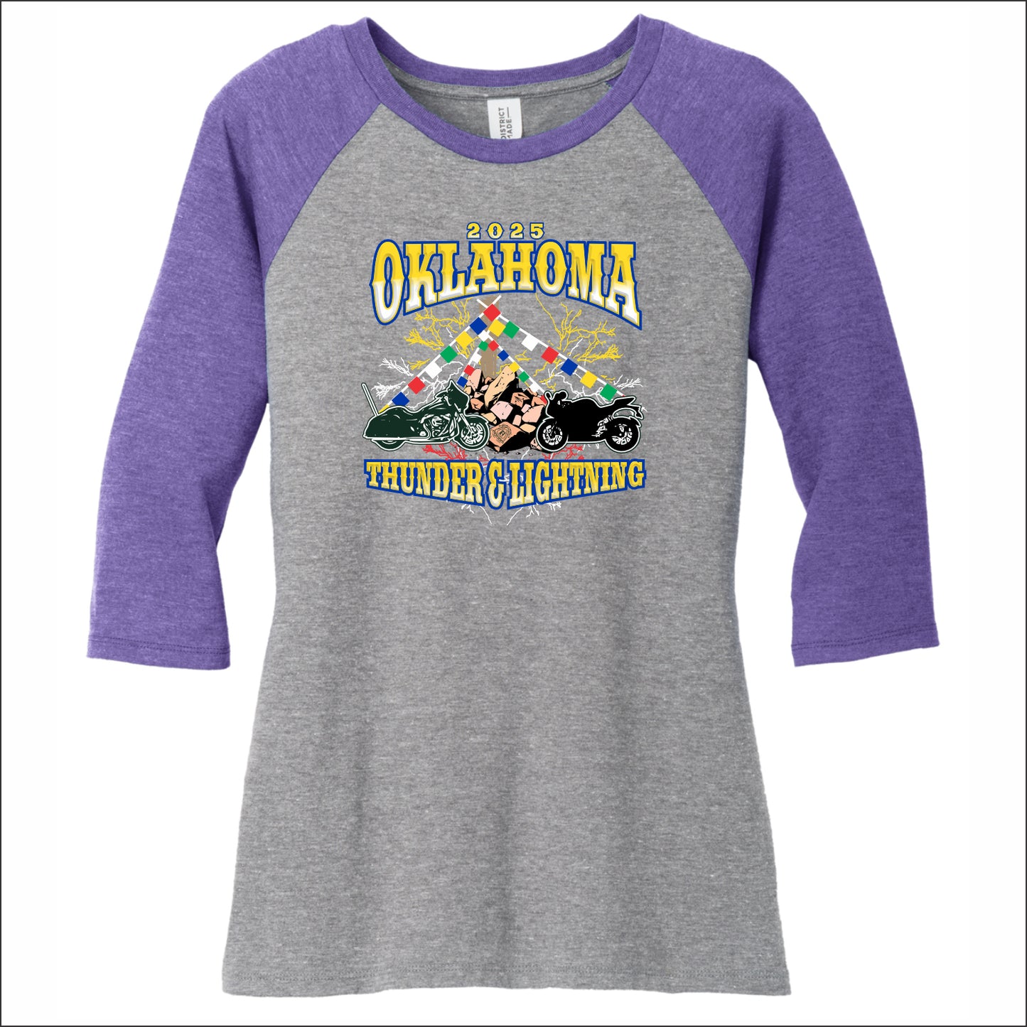 CMA Oklahoma Ladies Tri-Blend 3/4 Sleeve Raglan Tee