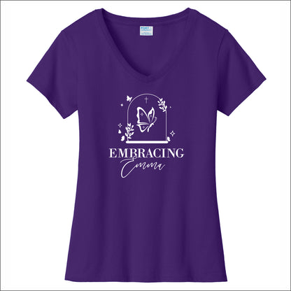 Embracing Emma Ladies Fan Favorite V-Neck Tee - Design A