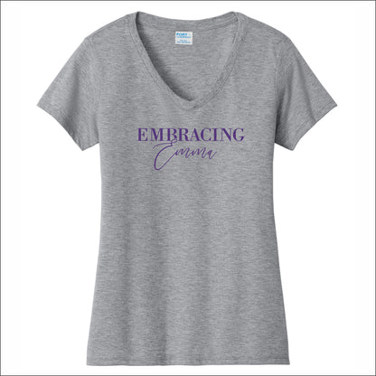 Embracing Emma Ladies Fan Favorite V-Neck Tee - Design D