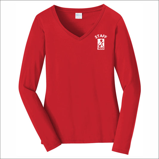 HSCI STAFF Port & Co Women's Long Sleeve Fan Favorite V-Neck Tee