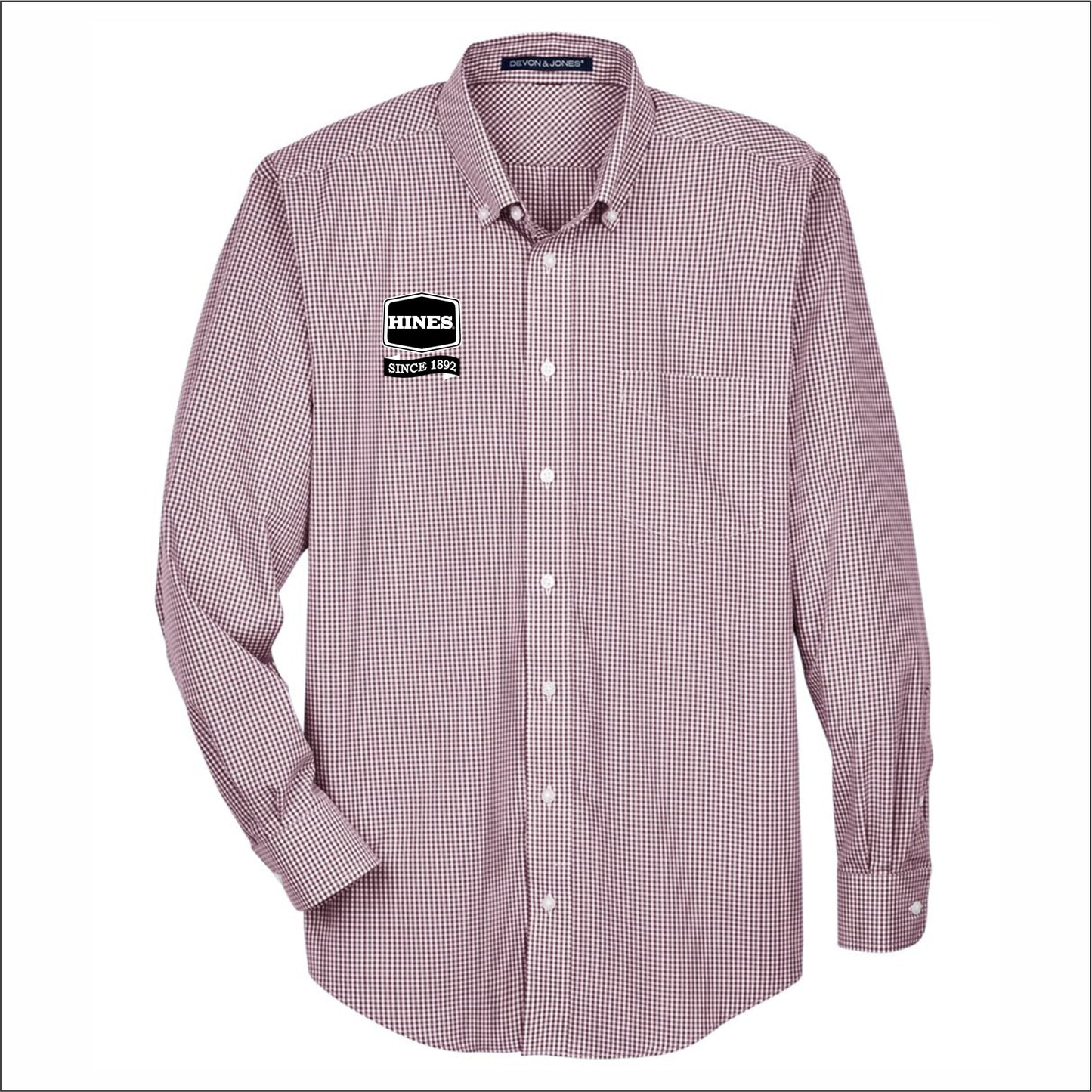 Hines Supply Crown Collection Gingham Check Woven Dress Shirt