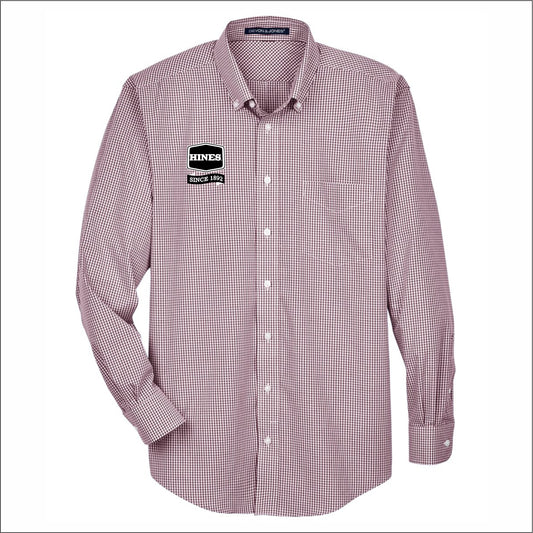 Hines Supply Crown Collection Gingham Check Woven Dress Shirt