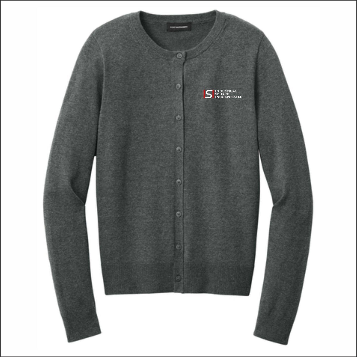 Industrial Source Inc Ladies Easy Care Crewneck Cardigan Sweater