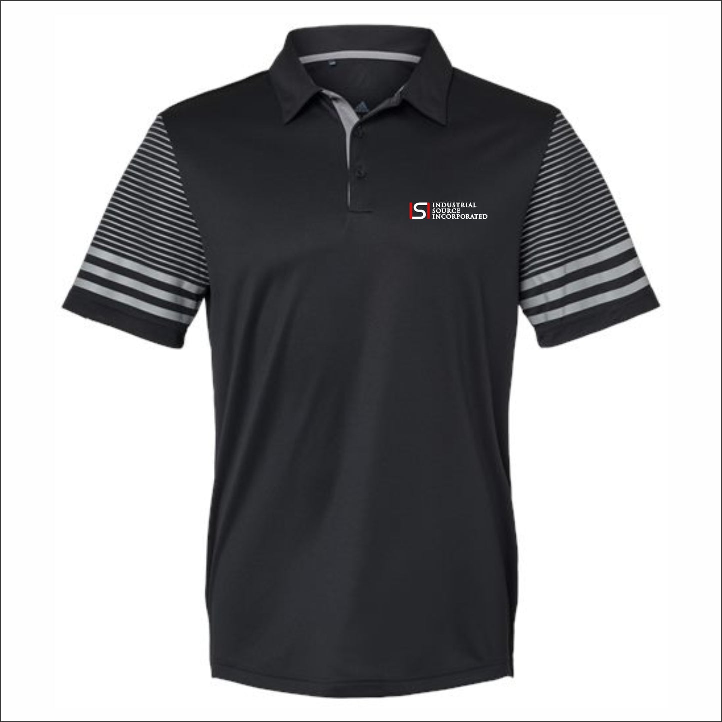 Industrial Source Inc Adidas Striped Sleeve Polo