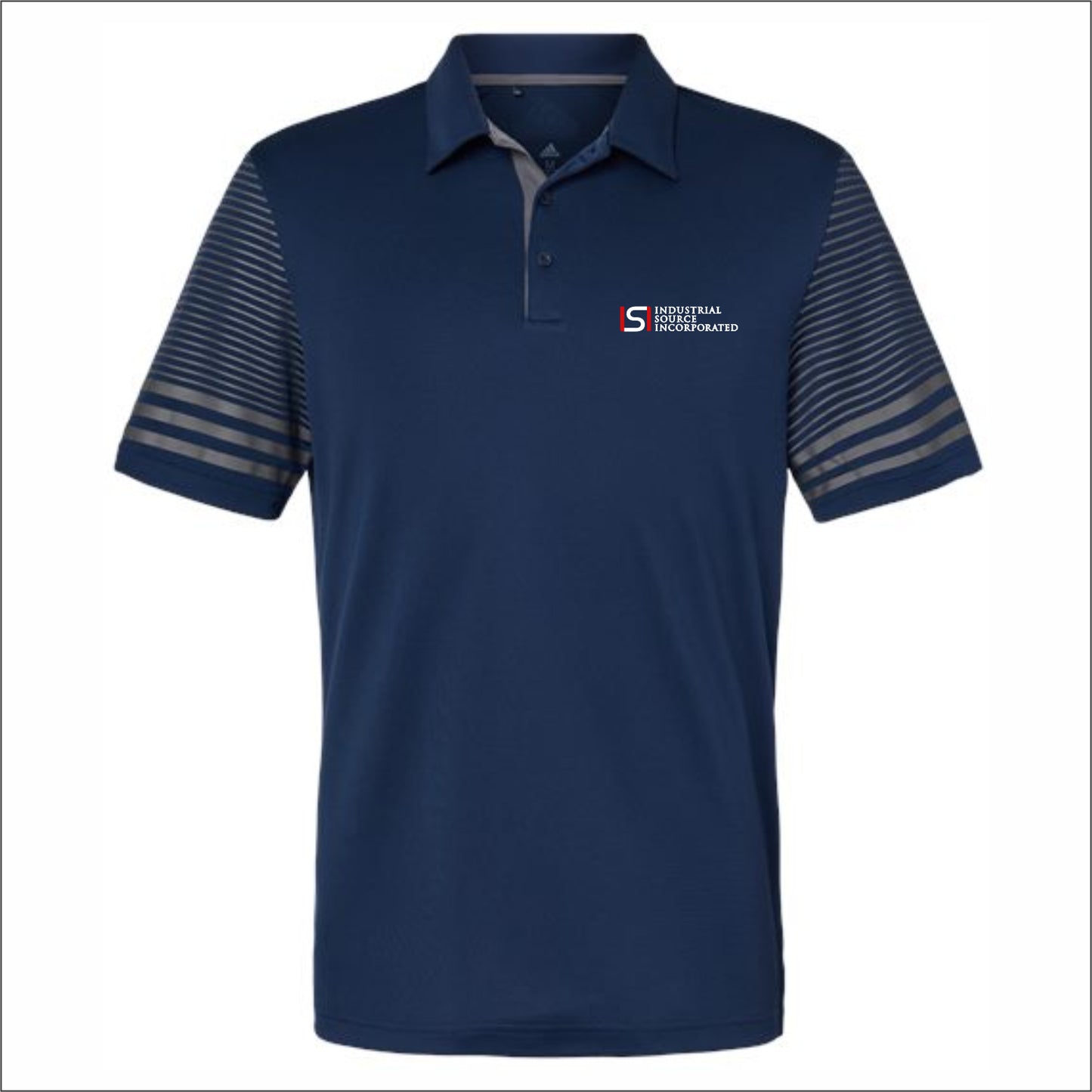Industrial Source Inc Adidas Striped Sleeve Polo