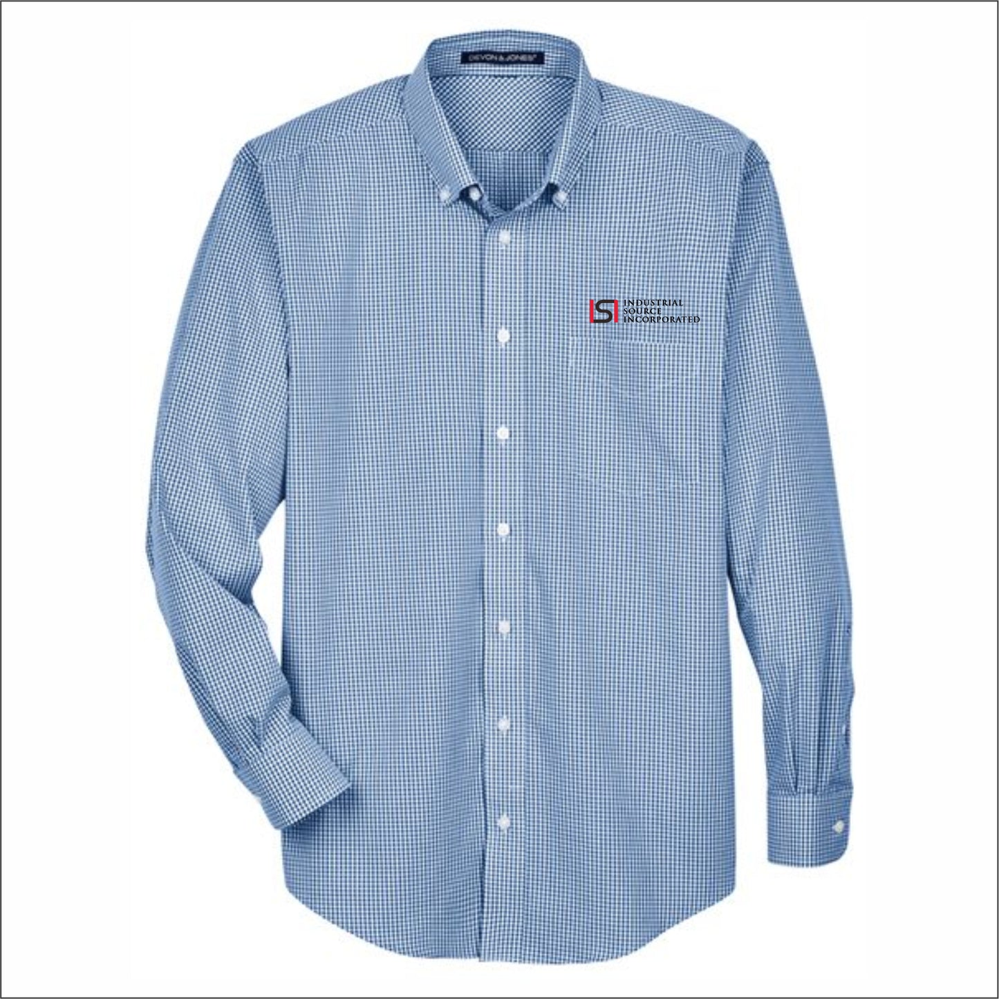 Industrial Source Inc Crown Collection Gingham Check Woven Dress Shirt