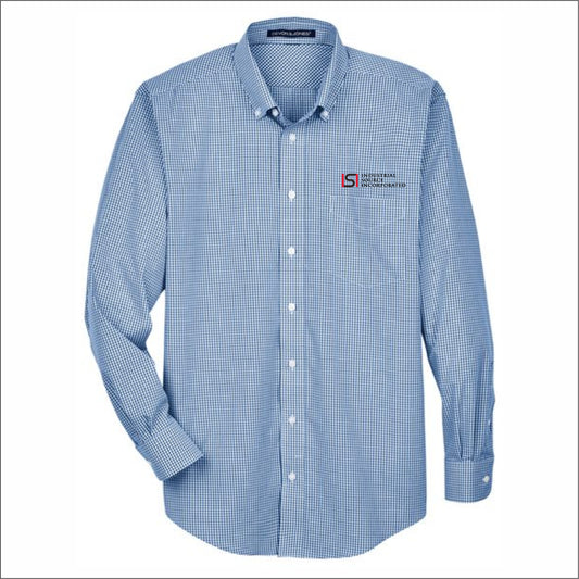 Industrial Source Inc Crown Collection Gingham Check Woven Dress Shirt