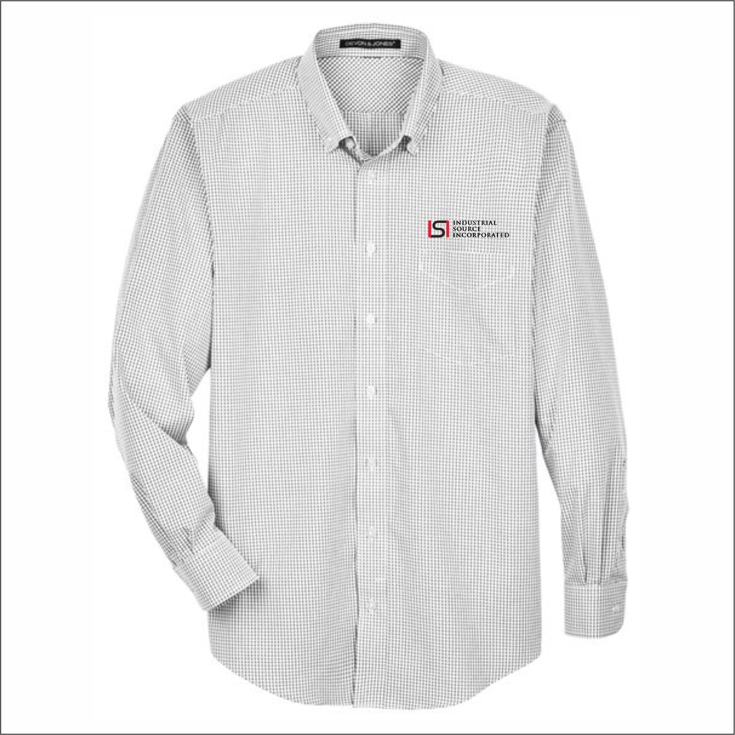 Industrial Source Inc Crown Collection Gingham Check Woven Dress Shirt