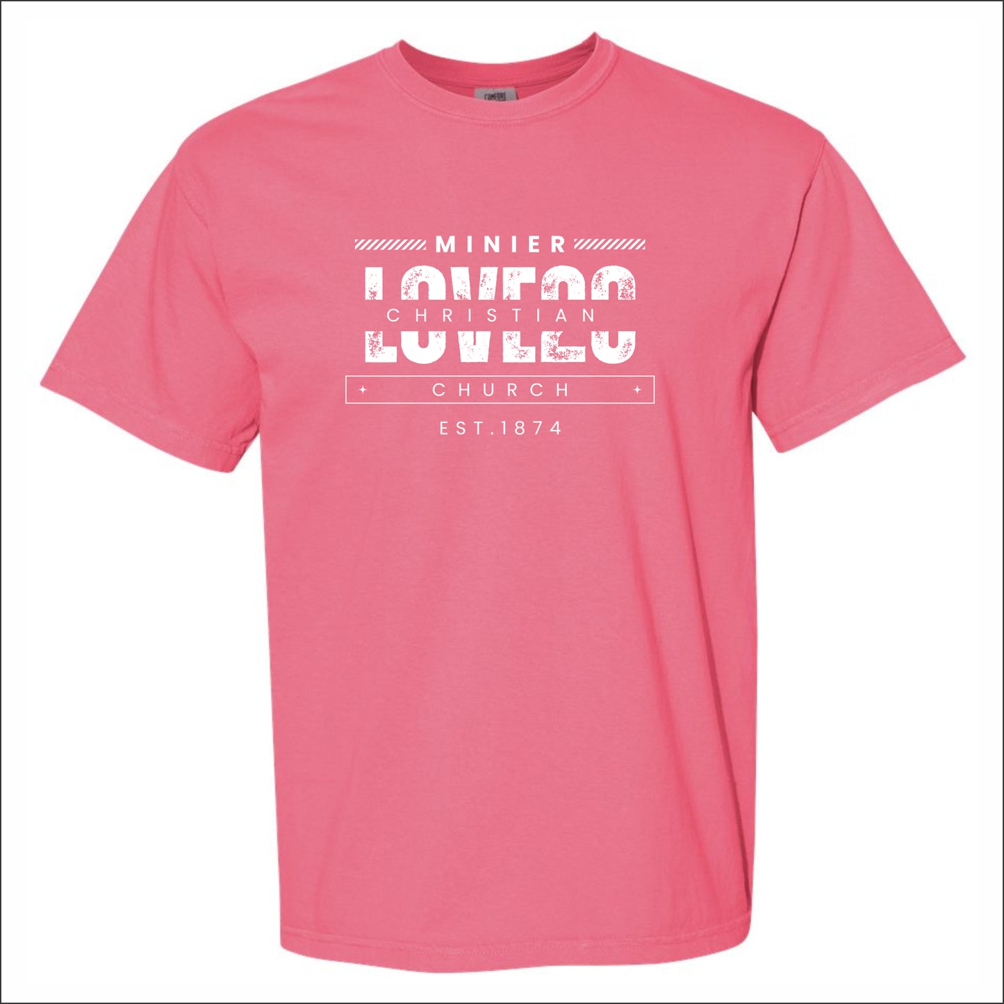 Minier Christian Church Pigment Dye T-shirt - Design C
